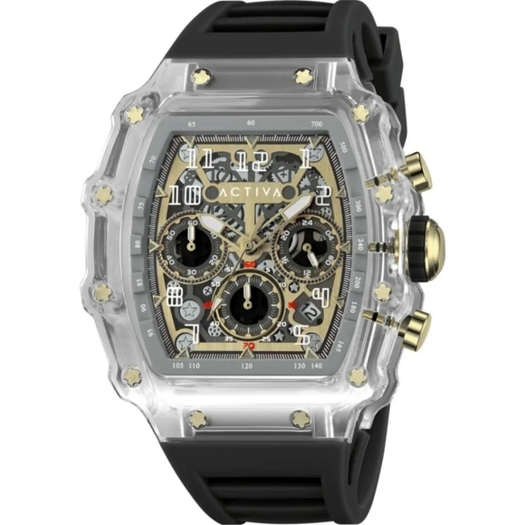 Activa Fury Tranparent Men's Watch Skeleton Dial 44.3mm Chronograph ACW2305-024